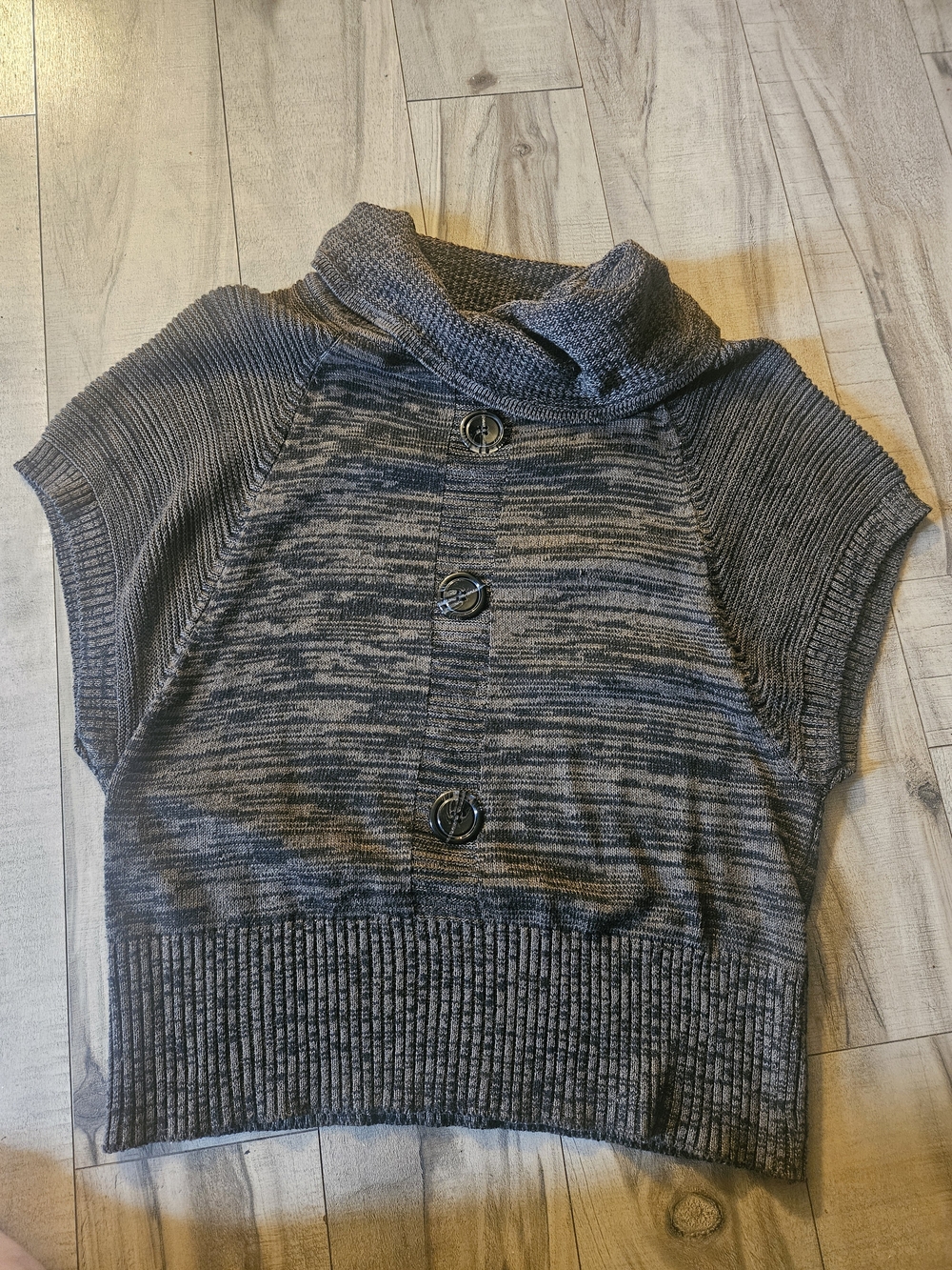 Jon & Anna Brown And Black Short-Sleeve Cowl-Neck Sweater